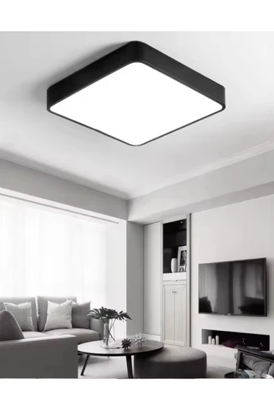 Voxify Kare Antrasit Kasa Büyük Boy 24w Moder Plofenyer Led Armatür Avize Glop Aplik Lamba 6500K Beyaz Işık ürün görseli