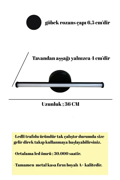 luxshome Modern Prime Tekli Mat Siyah Kasa Led Beyaz Power Ledli Salon Mutfak Oda Hol Ledli Avize - Resim 3