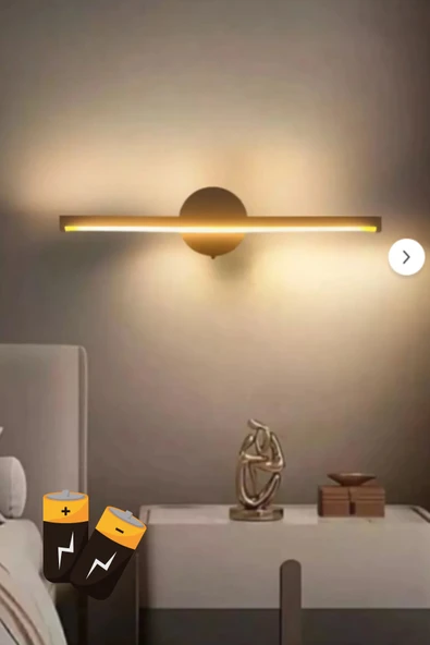 luxshome Modern Kablosuz Tak Çalıştır Ledli Pilli Aplik Banyo Tablo Ayna Aydınlatma Eskitme Gold Pil Dahildir - 2