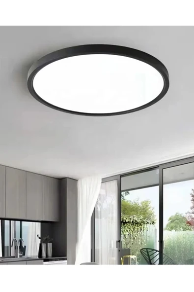 luxshome 24W Büyük Boy Antrasit Renk Kasa Tavana Sıfır Plafonyer Led Armatür Avize Aplik Lambası Beyaz Işık ürün görseli