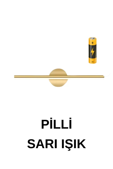 luxshome Modern Kablosuz Tak Çalıştır Ledli Pilli Aplik Banyo Tablo Ayna Aydınlatma Eskitme Gold Pil Dahildir - 1