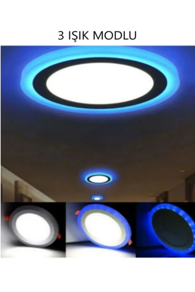 Viesteknoloji Modern Plofenyer Tavana Sıfır Led Spot Armatür Avize 3 Işık Modlu Gece Lambalı Beyaz Mavi Işık 20w ürün görseli