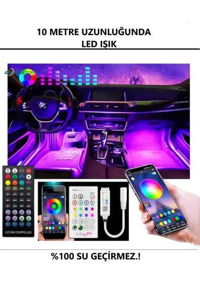 luxshome Kamp Çadır Karavan Araç Ortam Aydınlatma Usb Girişli Sese ve Müziğe Duyarlı Kumandalı Led Işık 10 MT ürün görseli