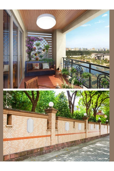 luxshome 30W IP54 Su Geçirmez Yuvarlak LED Bahçe Aydınlatma Lambası, Dış Mekan Tavan Balkon ve Duvar Işığı ürün görseli