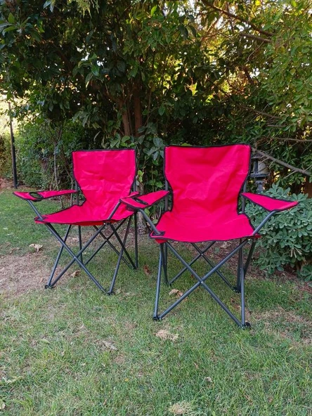 Mandella Rejisör Kamp Sandalyesi Piknik, Plaj, Balıkçı,Bahçe,Balkon Sandalyesi Kırmızı (1 Adet) - Resim 5