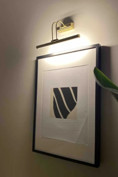 luxshome 35 Cm Gold Kasa Sarı Işık Pilli Değildir Elektrikli Banyo Ayna Tablo Aydınlatma Flüt Kuğu Led Aplik - Resim 3