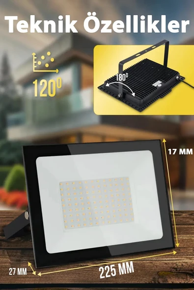 luxshome Led Projektör 100 W Ip 66 Su-toz Geçirmez 7200 Lm Smd Led Yüksek Işık Beyaz 6500k