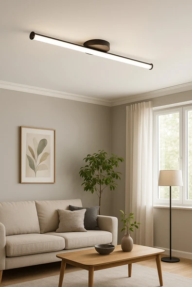 luxshome Modern Prime Tekli Mat Siyah Kasa Led Beyaz Power Ledli Salon Mutfak Oda Hol Ledli Avize - Resim 4