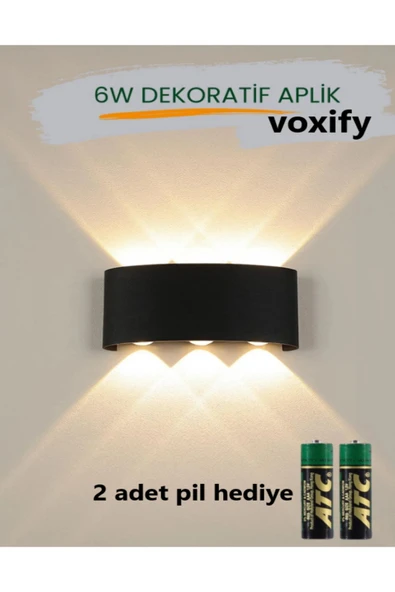 Voxify Modern Tasarım 1 Adet Duvar Ledli Pilli Aplik Tak Çalıştır Siyah Kasa Haiti Ct Gün Işığı Pilli Dahil - Resim 2