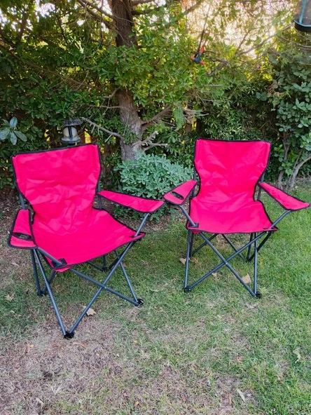 Mandella Rejisör Kamp Sandalyesi Piknik, Plaj, Balıkçı,Bahçe,Balkon Sandalyesi Kırmızı (1 Adet) - Resim 4