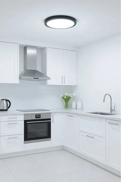 luxshome Modern Tavana Sıfır Led Lamba Buz Beyaz Işık Siyah Metal Kasa Salon Mutfak Oturma Odası Avize ürün görseli