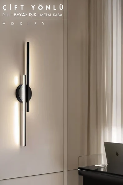 luxshome Çift Yön Kablosuz Pilli Yapışkanlı Salon Tablo Duvar Resim Televizyon Kenarı Aplik Duvar Aydınlatma - 1