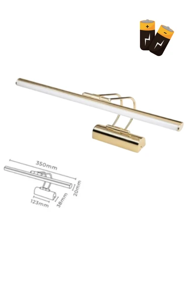 luxshome Gold Kasa Pilli Aplik Banyo Duvar Ayna Tablo Aydınlatması Flüt Aplik Kuğu Aplik Pil Hediyedir - Resim 2