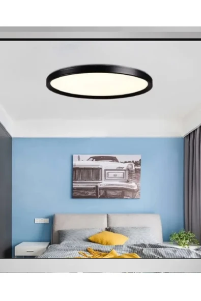 Voxify Siyah Kasa Yuvarlak Beyaz Işık Tavana Sıfır Led Armatür Aplik Avize Lambası Aydınlatma 25cm Çapında - Resim 4