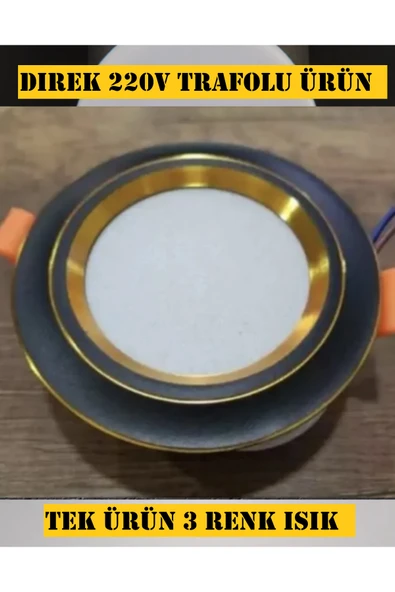 Voxify 7w 3 Renk Gömme Sıva Altı Led Spot Lamba Siyah Kasa Gold İşlemeli Aydınlatma Salon Mutfak Aydınlatma ürün görseli