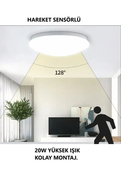 luxshome RADAR HAREKET SENSÖRLÜ TAMAMEN LEDLİ 20W GÜÇLÜ IŞIK YENİ NESİL LED ARMATÜR PANEL ürün görseli