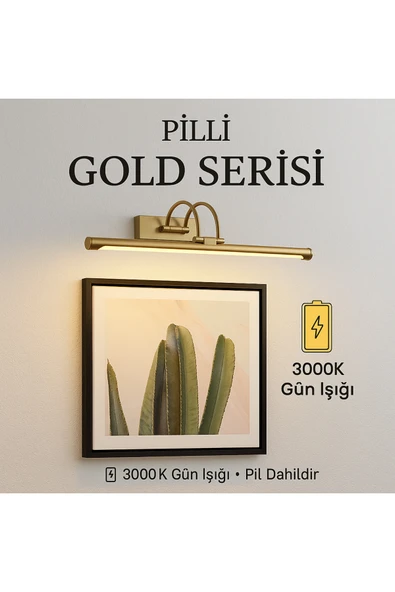 luxshome Pilli Gold Gün Işığı Salon Duvar Apliği Banyo Aydınlatma Ayna Üstü Led Tablo Aplik Loş Işık 3000K ürün görseli