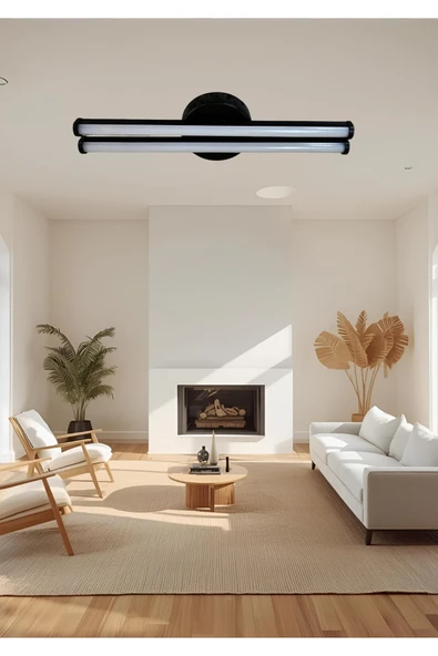 luxshome İkili Modern Prime Mat Siyah Kasa Led Beyaz Power Ledli Salon Mutfak Oda Hol Ledli Avize ürün görseli