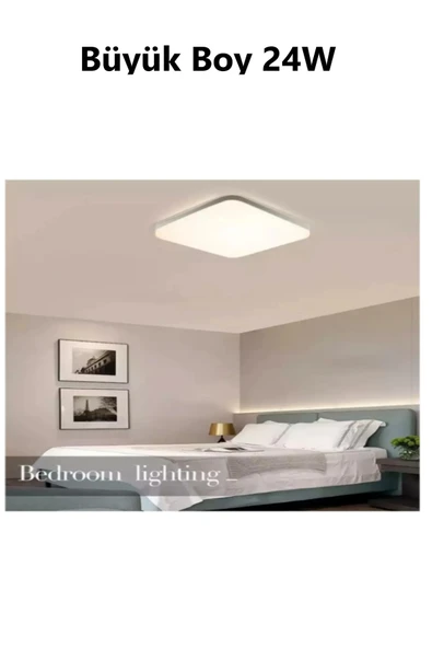 Viesteknoloji Büyük Boy 24w Modern Tavana Sıfır Kare Plafonyer Led Avize Panel Light 6500k Cold White - Resim 2