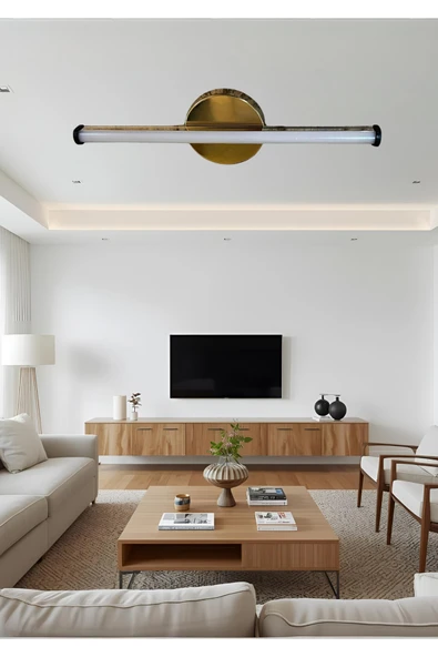 luxshome Modern Prime Tekli Eskitme Gold Kasa Led Beyaz Power Ledli Salon Mutfak Oda Hol Ledli Avize - Resim 3