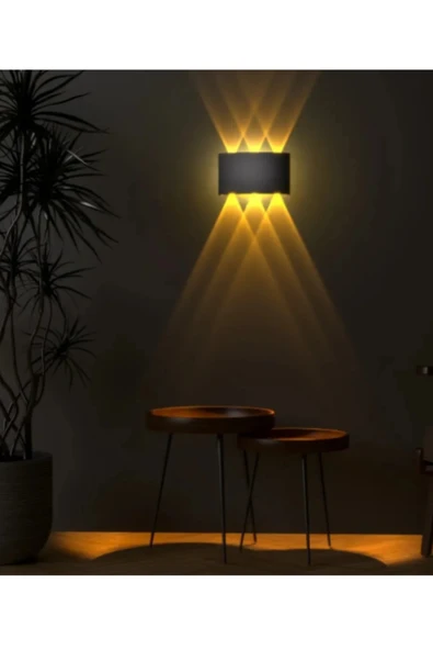 Voxify 2 Adet Pilli Çift Yön Işıklı Modern Dekoratif Led Aplik Salon Oturma Odaso Duvar Lambası Sarı Işık - Resim 2