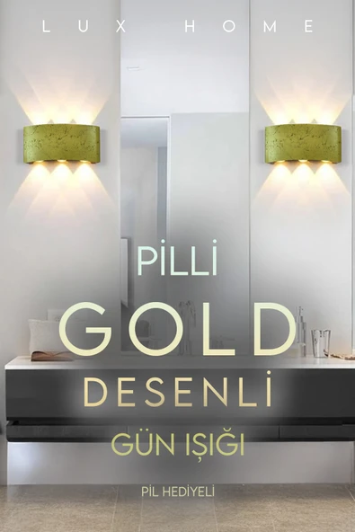 Voxify Pilli Gold Desenli Gün Işığı Duvar Apliği Banyo Aydınlatma Ayna Üstü Led Tablo Aplik Loş Işık 3000k ürün görseli