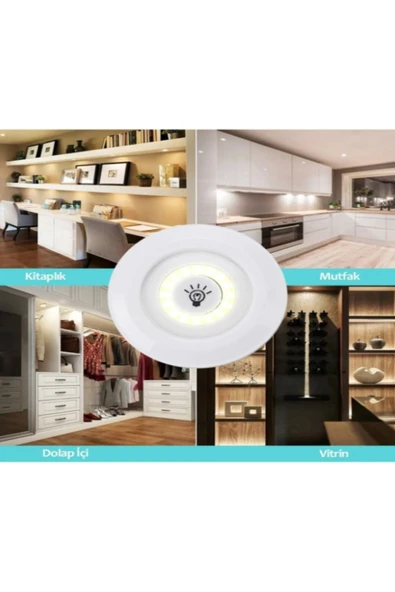 Voxify Pilli Uzaktan Kumandalı Yapışkanlı Kablosuz Pilli Led 3'lü Spot Lamba Beyaz Işık 6500K - Resim 4