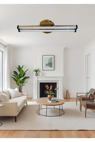 luxshome İkili Modern Prime Eskitme Gold Kasa Led Beyaz Power Ledli Salon Mutfak Oda Hol Ledli Avize - Resim 4