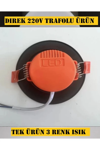 Voxify 7w 3 Renk Gömme Sıva Altı Led Spot Lamba Siyah Kasa Gold İşlemeli Aydınlatma Salon Mutfak Aydınlatma - Resim 2