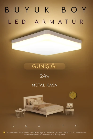 Voxify 24w Kare Tavana Sıfır Led Plofenyer Avize Armatür Banyo Tuvalet Balkon Led Glop Armatürü Gün Işığı ürün görseli