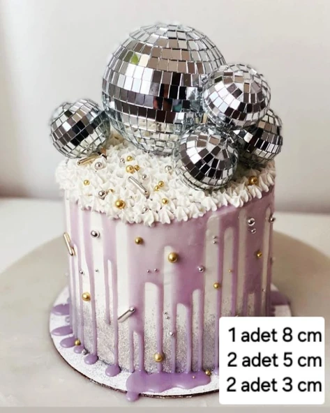 DİSKO TOPU PASTA SÜSÜ 8 CM/5 CM/3 CM SET ürün görseli