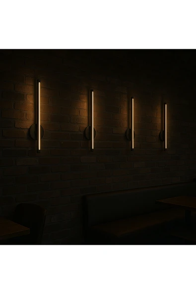 luxshome Kılıç Modern Pilli Aplik Tak Çalıştır Kablosuz Ledli Aplik Pil Dahildir 35cm Siyah Kasa - Sarı Işık - Resim 4