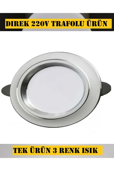 Voxify 7w 3 Renk Gömme Sıva Altı Led Spot Lamba Beyaz Kasa Krom İşlemeli Aydınlatma Salon Mutfak Aydınlatma ürün görseli