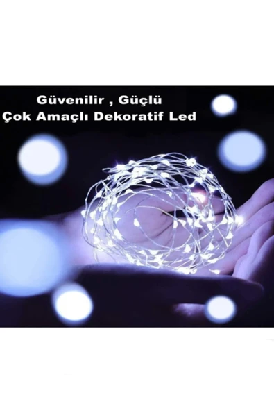 Voxify 5 Metre Pilli Peri Dekor Işık Beyaz Işık, Dekoratif Lamba Beyaz Işık Yılbaşı Çam Ağacı Ev Süslemeli - Resim 3