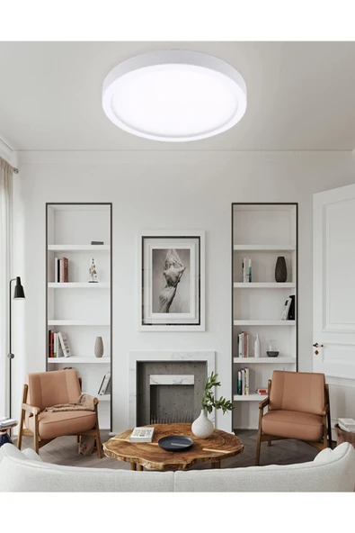 Voxify Büyük Boy Tavana Sıfır Led Plofonyer Avize Armatür Banyo Tuvalet Balkon Lambası Armatürü Beyaz Işık - Resim 3