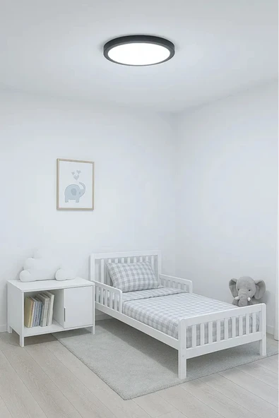 luxshome Modern Tavana Sıfır Led Lamba Buz Beyaz Işık Siyah Metal Kasa Salon Mutfak Oturma Odası Avize - Resim 5