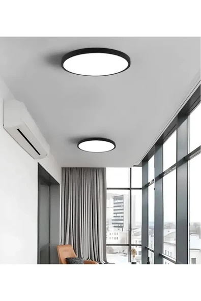 luxshome Modern Tavana Sıfır Led Avize Buz Beyazı Işık Salon Mutfak Oturma Odası Avize Siyah Metal Kasa