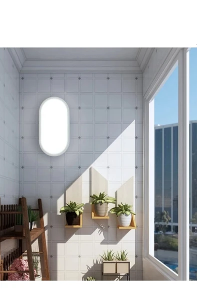 primelux Led Su Ve Nem Geçirmez 20w Beyaz Kasa Beyaz Işık 6500k Oval Banyo Balkon Iç Ve Dış Mekan Aydınlatma - Resim 3