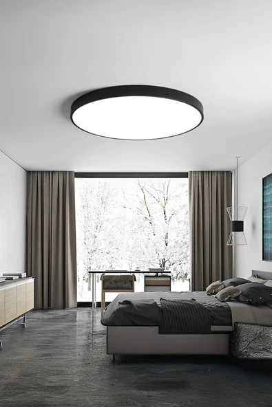 Voxify 24W Büyük Boy Antrasit Renk Kasa Tavana Sıfır Plafonyer Led Armatür Avize Aplik Lambası Gün Işığı - Resim 3