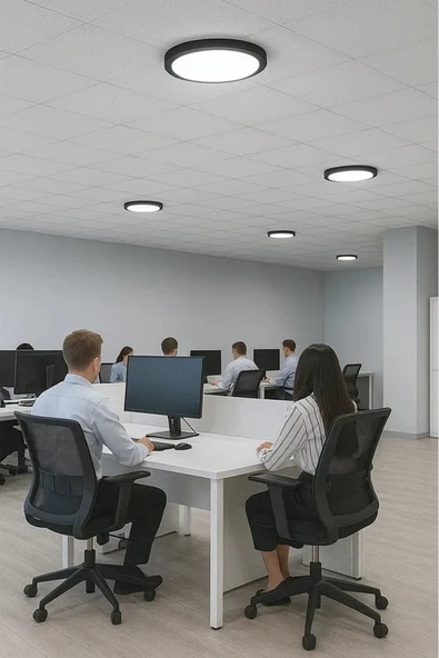 luxshome Modern Tavana Sıfır Led Lamba Buz Beyaz Işık Siyah Metal Kasa Salon Mutfak Oturma Odası Avize - Resim 4