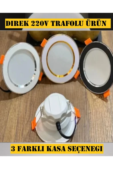 Voxify 7w 3 Renk Gömme Sıva Altı Led Spot Lamba Siyah Kasa Gold İşlemeli Aydınlatma Salon Mutfak Aydınlatma - Resim 4