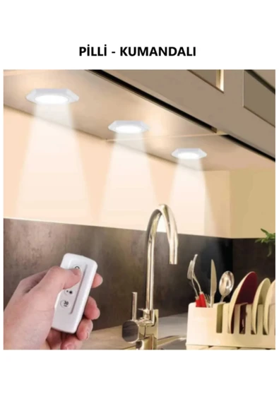 luxshome Masa Lambası Mutfak Tezgah Altı Banyo Dolabı Dolap Içi 3lü Kumandalı Ve Pilli Led Işık