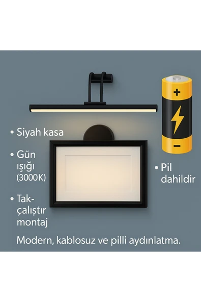 luxshome Pilli Mat Gün Işığı Kuğu Aplik Ayna Üstü Aydınlatma Duvar Tablo Aydınlatma Dekorasyon A+ - 2