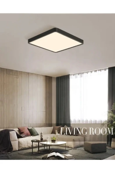 luxshome 30x30cm Büyük Boy 24w Metal Siyah Kasa Tavana Sıfır Led Panel Armatür Avize 6500K Beyaz Işık Ev Ofis - 3