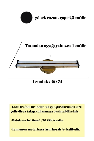 luxshome İkili Modern Prime Eskitme Gold Kasa Led Beyaz Power Ledli Salon Mutfak Oda Hol Ledli Avize - Resim 3