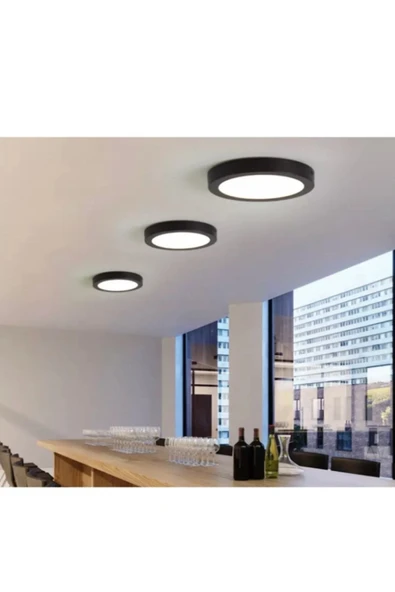 luxshome Dekoratif Modern Tavana Sıfır Plafonyer Panel Led Avize Siyah Kasa 6500K Beyaz Işık ürün görseli