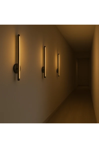 luxshome Kılıç Modern Pilli Aplik Tak Çalıştır Kablosuz Ledli Aplik Pil Dahildir 35cm Siyah Kasa - Sarı Işık - Resim 5