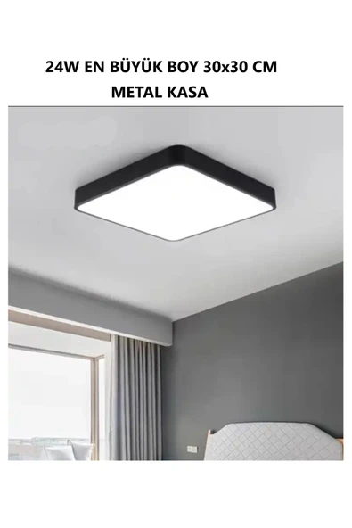 Voxify Kare Antrasit Kasa Büyük Boy 24w Moder Plofenyer Led Armatür Avize Glop Aplik Lamba 6500K Beyaz Işık - Resim 2