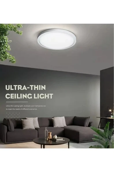 luxshome Modern Ledli Avize Tavana Sıfır Salon Mutfak Oturma Odası Avize Panel Light 6400k Beyaz Işık - Resim 4