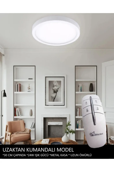 luxshome 24w Büyük Boy Metal Kasa Tavana Sıfır Led Panel Armatür Avize Uzaktan Kumandalı Model Beyaz Işık ürün görseli